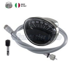 Reloj cuenta Km Vespa 150/200. Fondo negro. Escala 120Km