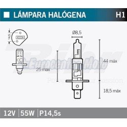 Lámpara halógena H1.