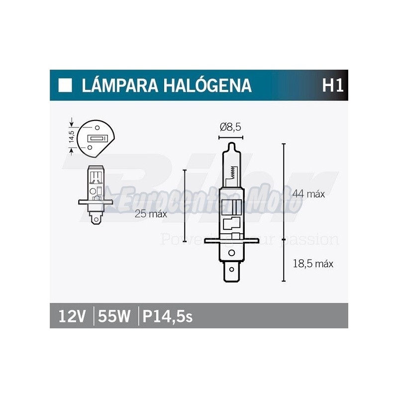 Lámpara halógena H1.