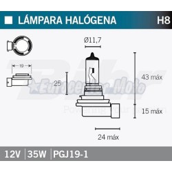 Lámpara Halogena H8 12V 35W