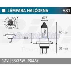 Lámpara halógena HS1 12v 35/35w