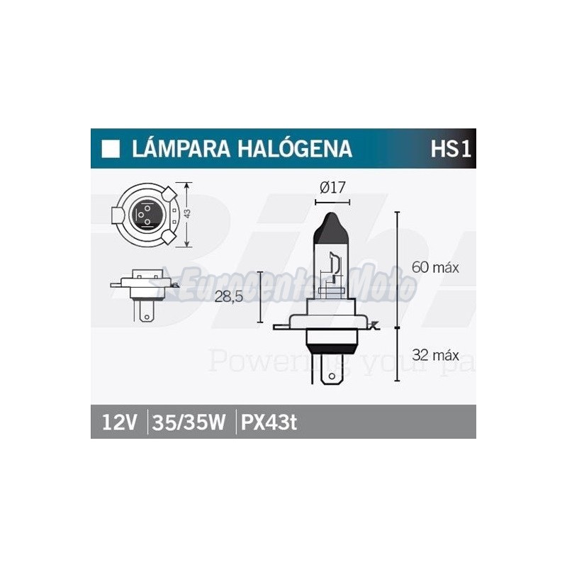 Lámpara halógena HS1 12v 35/35w