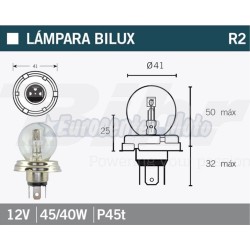 Lámpara foco europeo 12V 45/40W P45t.