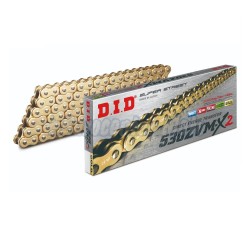 Cadena DID ZVM-X2 530x122p. Con retenes y cierre de remache. Oro