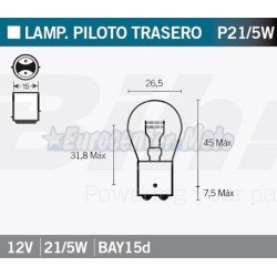 Lámpara roja piloto trasero 12V 21/5W BAY15d.
