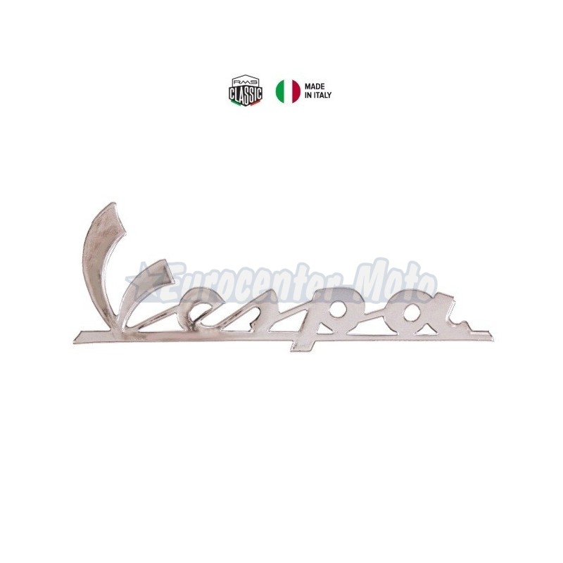 Emblema letrero Vespa cromado adhesivo 150x50mm