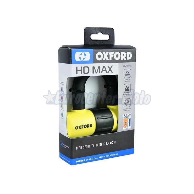 Candado de disco Oxford HD MAX Amarillo. D14mm