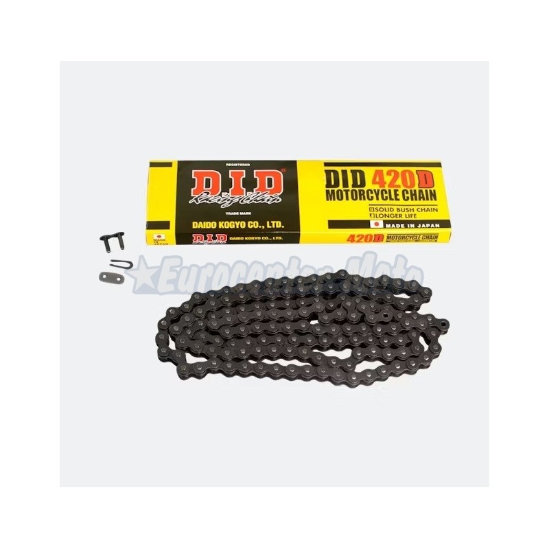 Cadena DID 420x128p sin retenes y cierre de clip. Negra