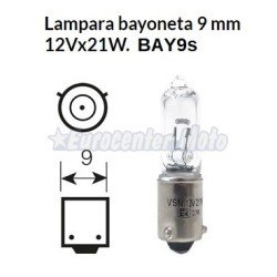 Lámpara bayoneta 12v 21W descentrada BAY9s.