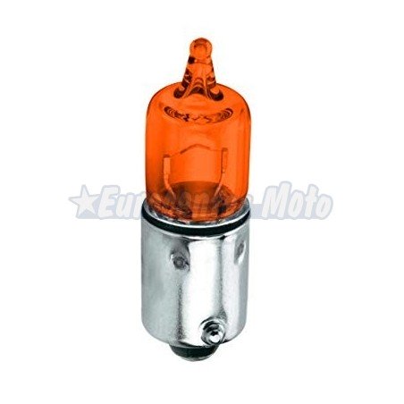 Lámpara bayoneta naranja 12v 10W 9mm centrada BA9s.