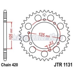Corona JT acero tipo 1131 de 420x45. Aprilia RX, SX, Derbi Senda, Rieju MRT, Yamaha DT 50...