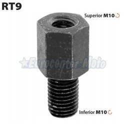 Tornillo variador de rosca de espejo. Hembra M10/125 (rosca izquierdas) a Macho M10/125 (rosca derechas)