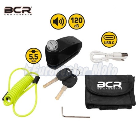 Antirrobo freno de disco con alarma, cable Reminder y funda. Pin 5,5mm