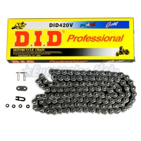 Cadena DID 420x126p. Sin retenes y cierre de clip. Negra