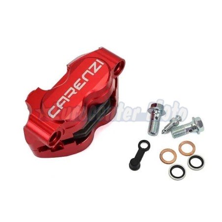 Pinza de freno radial Carenzi de 4 pistones. Roja