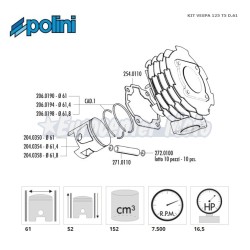Kit cilindro de hierro Polini Vespa T5 125
