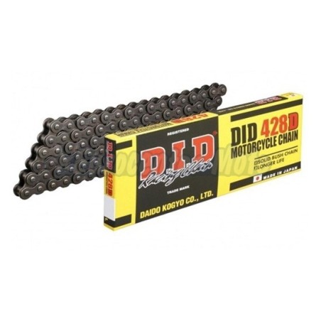 Cadena DID 428x132p. Sin retenes y cierre de clip. Negra