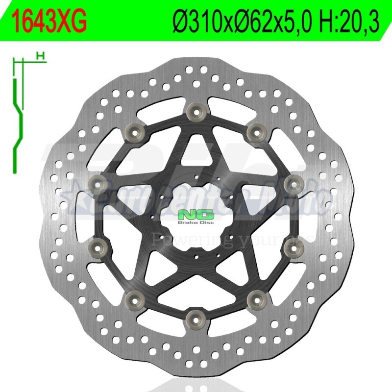 Disco de Freno Delantero NG 1643XG Honda CRF 1000/1100 L Africa Twin (2016-2025)
