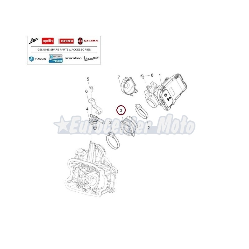 Goma tobera admisión Original Piaggio Beverly, MP3 y X10 350i