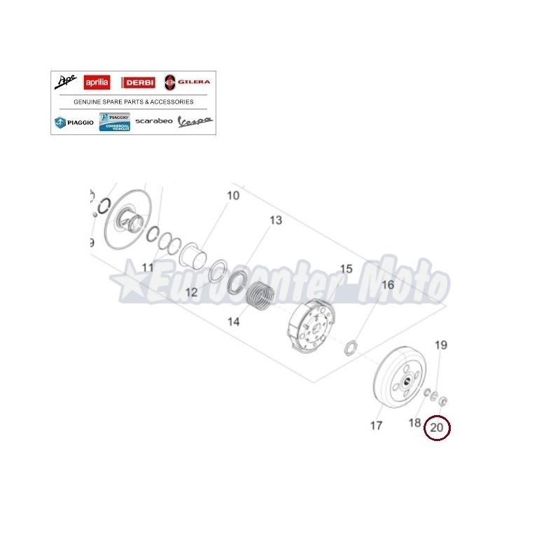 Tuerca campana embrague Original motores Piaggio 125/150 Iget 4T 3V