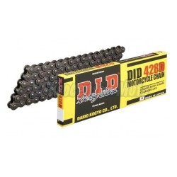 Cadena DID 428x134p. Sin retenes y cierre de clip. Negra