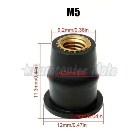 Kit tuerca de goma con arandela y tornillo métrica de 5mm