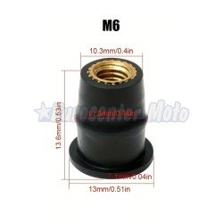 Kit tuerca de goma con arandela y tornillo métrica de 6mm