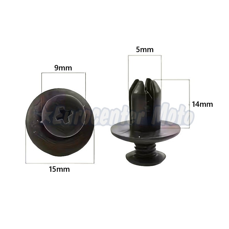 Remache de plástico con ajuste de tornillo. 6 mm