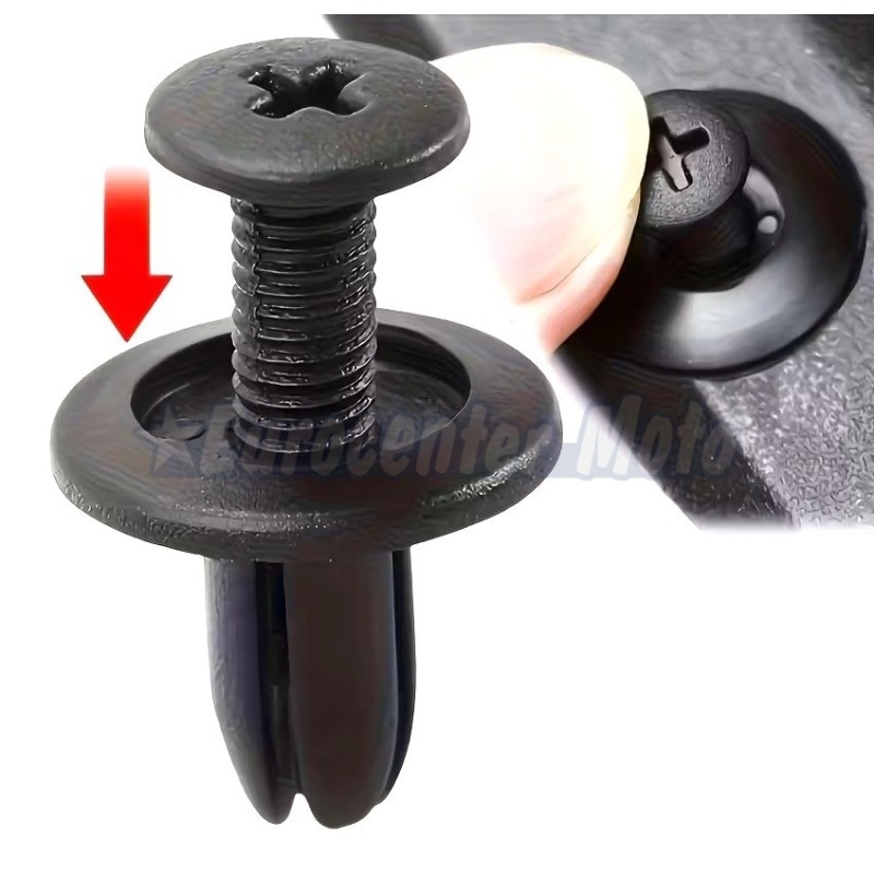 Remache de plástico con ajuste de tornillo. 6 mm