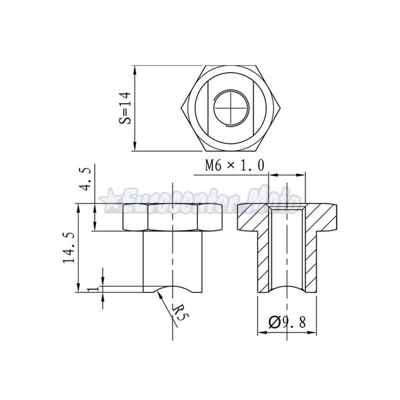 Tuerca tensor de freno 6x100