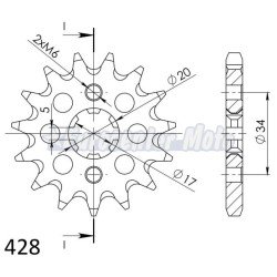 Piñón Supersprox 428x15. Honda CB 125 F 21/24, CB 125 R y CBR 125