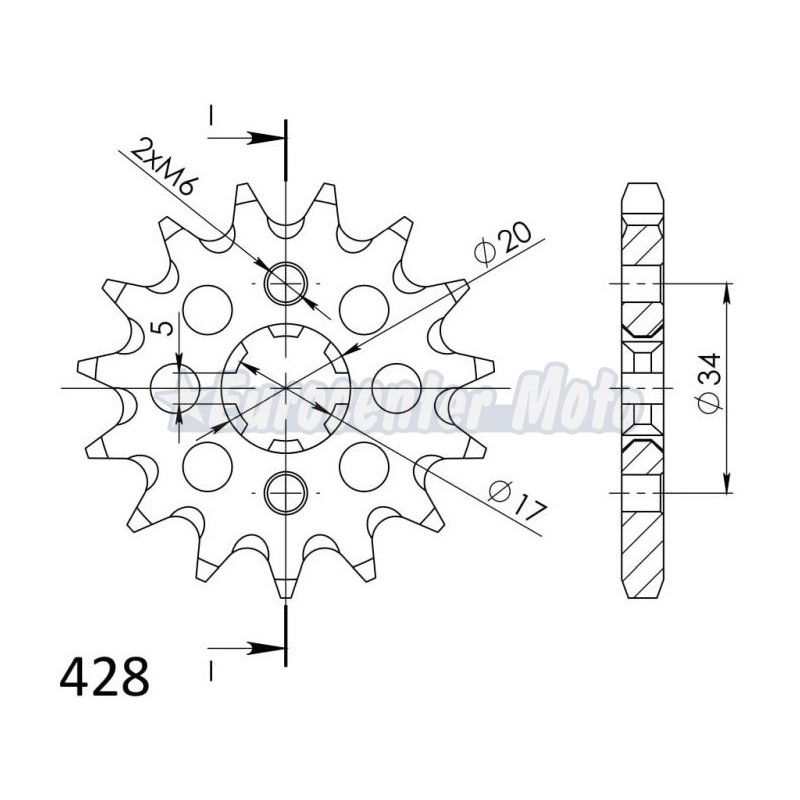 Piñón Supersprox 428x15. Honda CB 125 F 21/24, CB 125 R y CBR 125