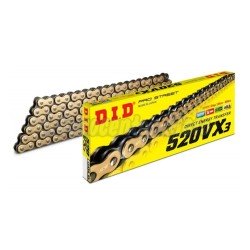 Cadena DID VX3 520x118p. Con retenes y cierre de remache. Oro