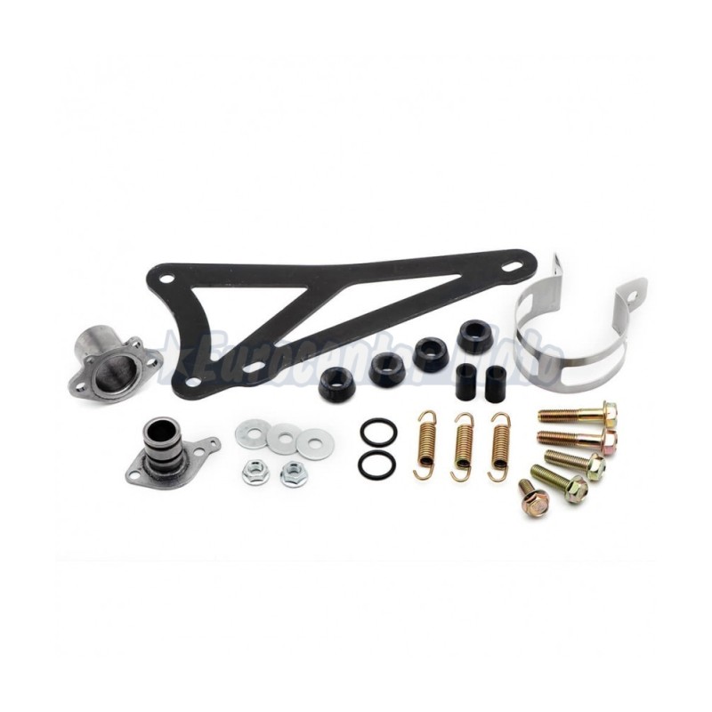 Kit soporte y tornillería escape Yasuni Carrera 16 Minarelli Horizontal TUB906