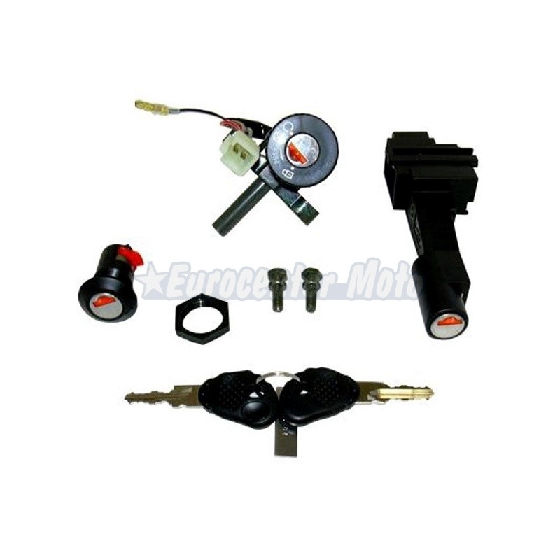 Kit cerradura contacto, sillín y guantera Malaguti F12 Phantom 50-100 y Rieju First 50