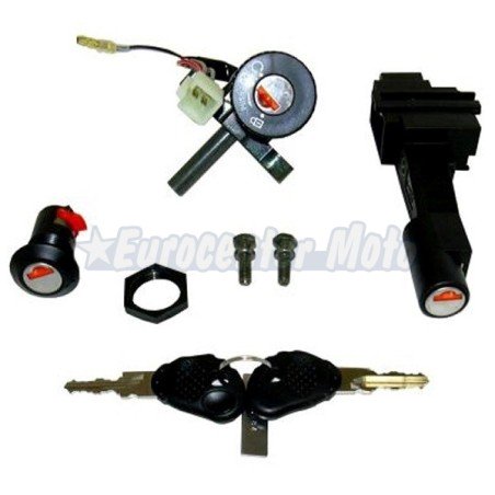 Kit cerradura contacto, sillín y guantera Malaguti F12 Phantom 50-100 y Rieju First 50