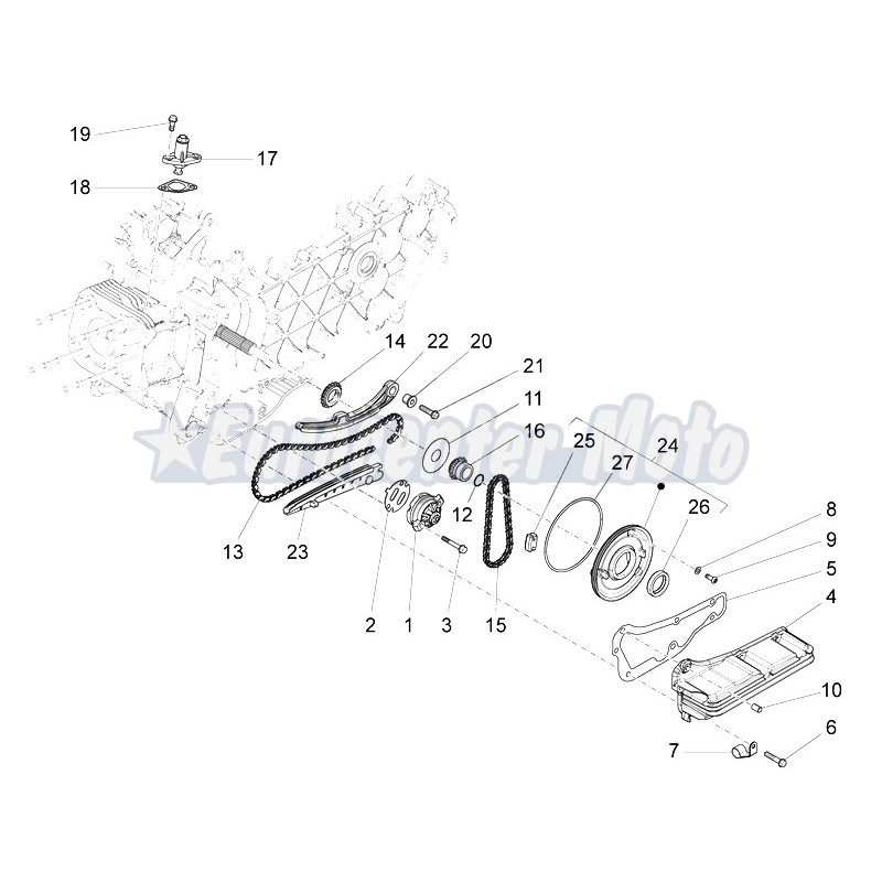 Patin fijo tensor cadena Original Motores Piaggio 125 4T 3V I.E Aire