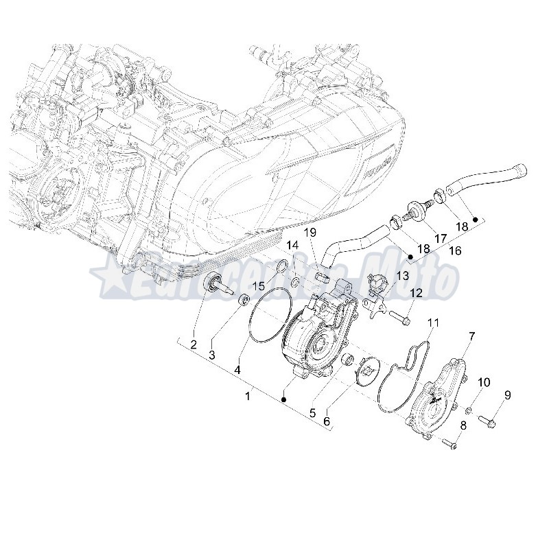 Junta tapa bomba agua Original Piaggio Medley, Vespa GTS i.e Euro 5