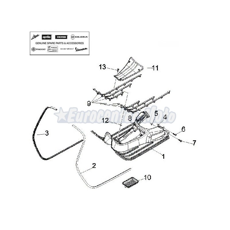 Bordón escudo frontal lado izquierdo Original Vespa GT, GTS, GTV 125/200/250/300