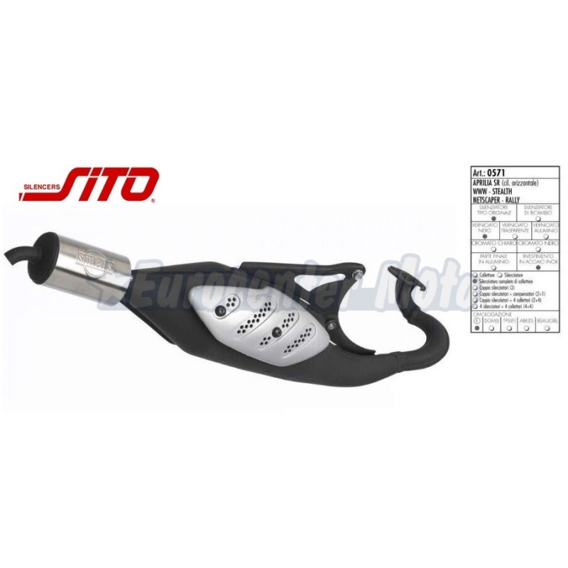 Escape Sito Aprilia SR 50  y Rally 50 motor Minarelli Horizontal
