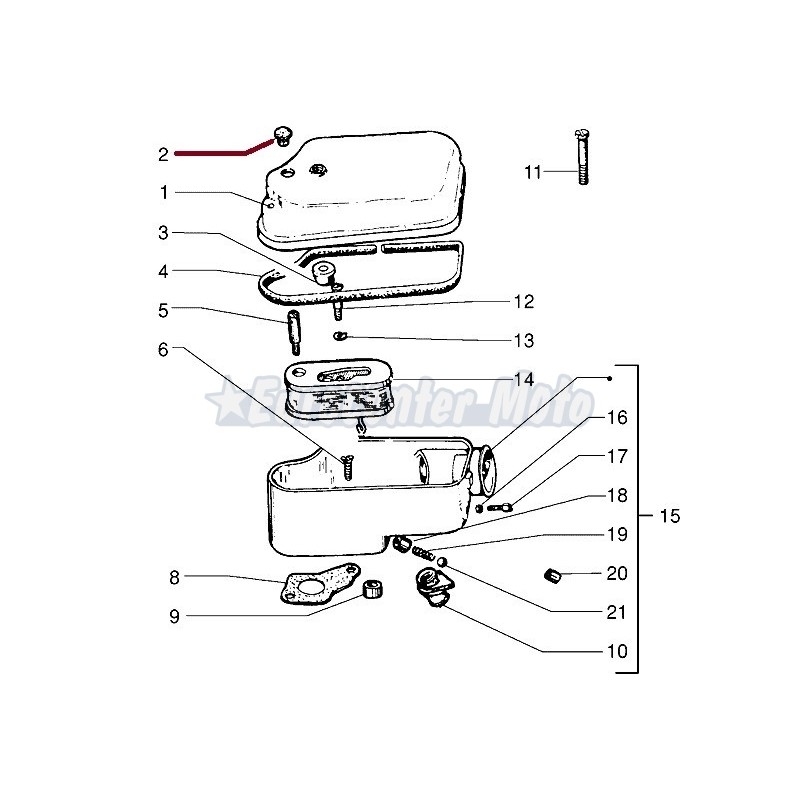 Tapón tapa caja filtro de aire Vespa 200 Iris, TX, DN, Cosa...
