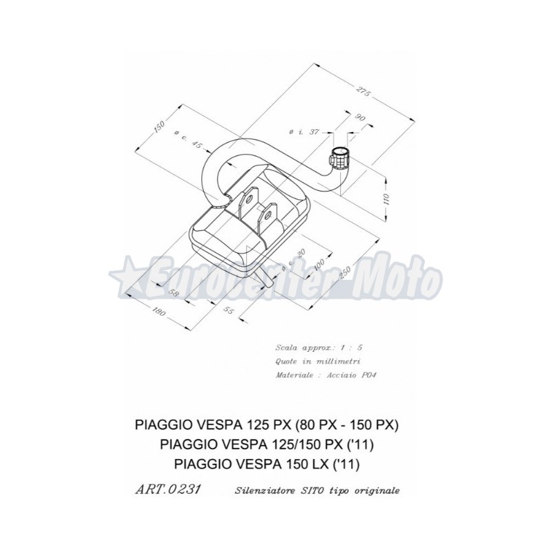Escape Sito Vespa PX 125/150