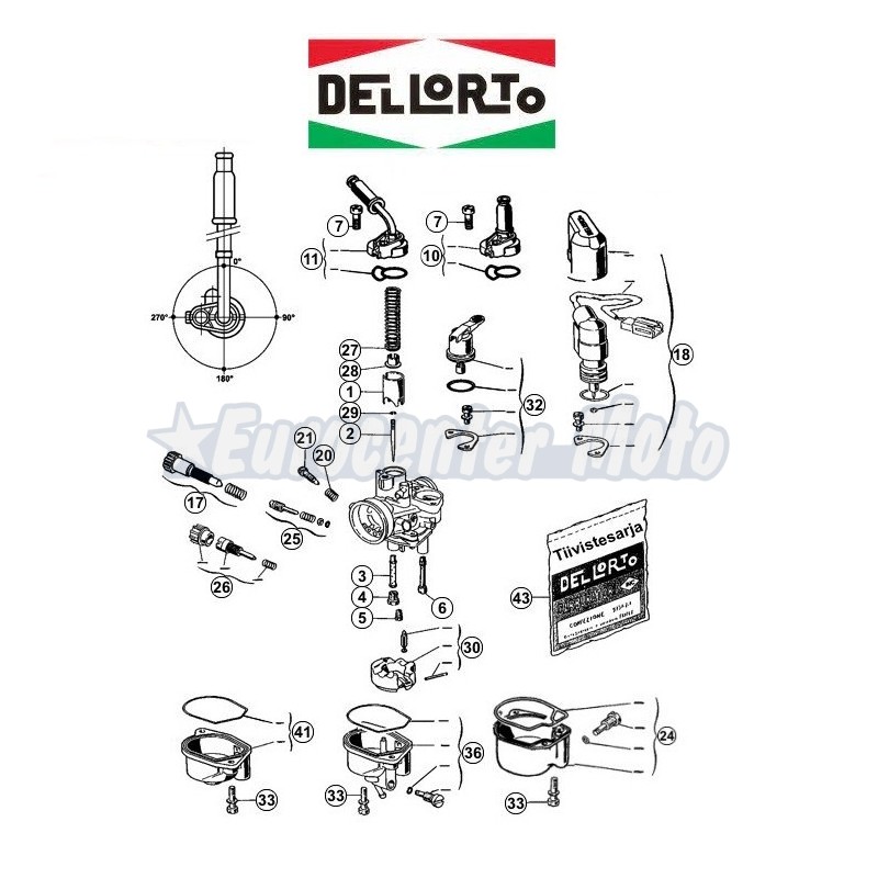 Tornillo regulación ralentí Original Dellorto PHVA 17,5 ED, 12 QD, 14DD..
