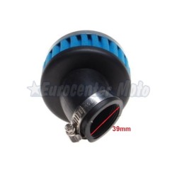Filtro aire de espuma Racing Azul corto. Entrada 39mm. Codo a 45º