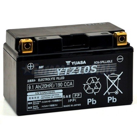 Batería Yuasa YTZ10S Wet Charged (cargada y activada)