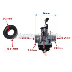 Carburador tipo Dellorto PHBG 21 con depresor y mezclador