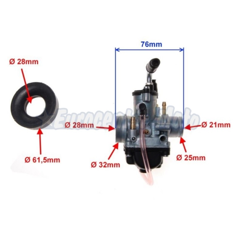 Carburador tipo Dellorto PHBG 21 con depresor y mezclador