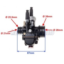 Carburador tipo Dellorto PHBG 21 Racing con depresor y mezclador