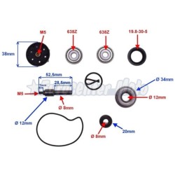Kit reparación bomba de agua Piaggio Beverly 250/300cc (Retén mecánico 30mm)