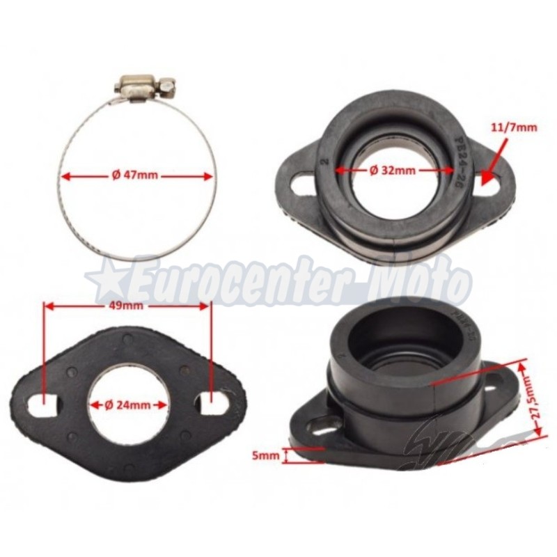 Goma tobera admisión Carburadores Keihin 22/24/26, Piaggio, Peugeot...